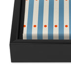 Stripes and Dots geometric pattern blue and white Framed Canvas Print Gallery Image 3
