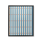 Stripes and Dots geometric pattern blue and white Framed Canvas Print Gallery Image 8