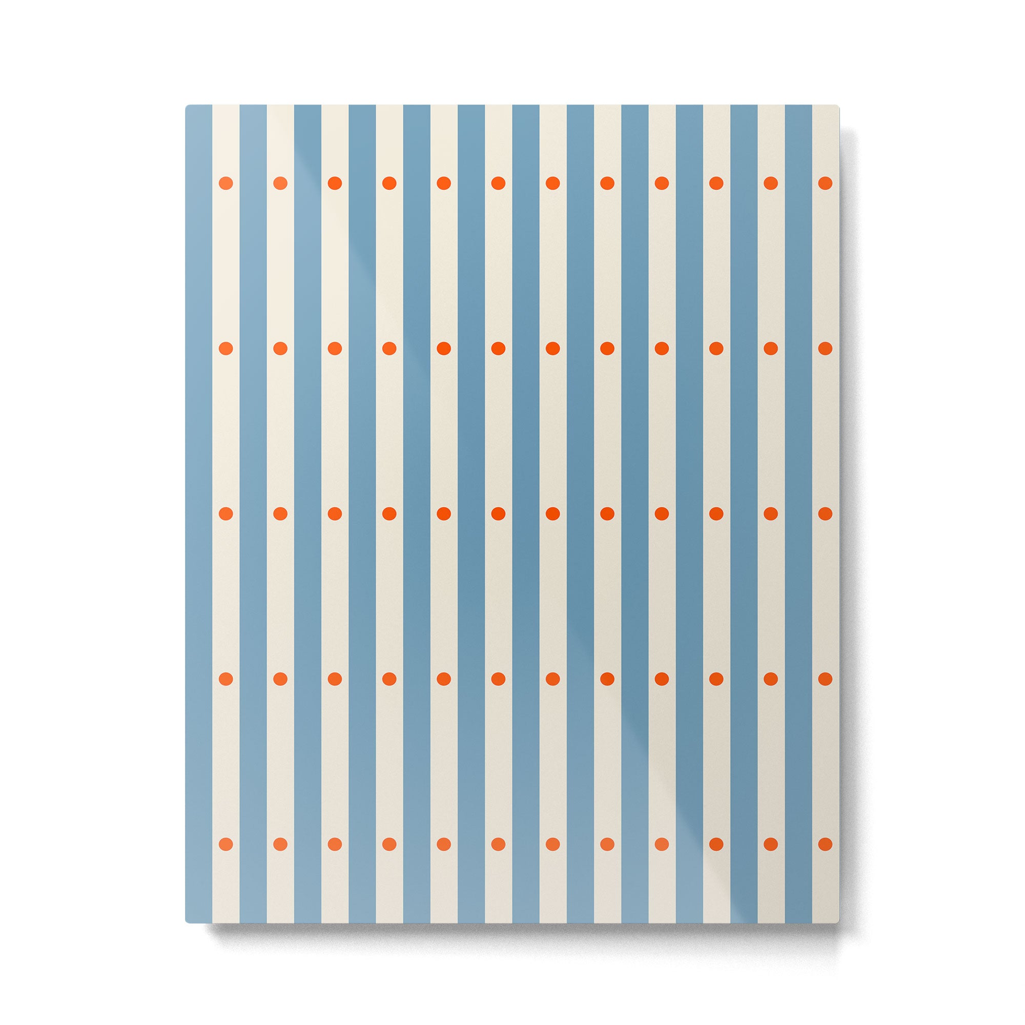 Stripes and Dots geometric pattern blue and white Metal Print Gallery Image 6