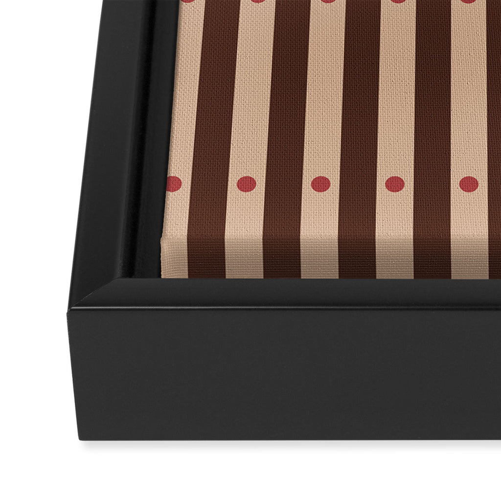 Stripes and Dots geometric pattern brown Framed Canvas Print Gallery Image 3