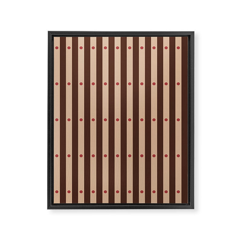 Stripes and Dots geometric pattern brown Framed Canvas Print Gallery Image 8