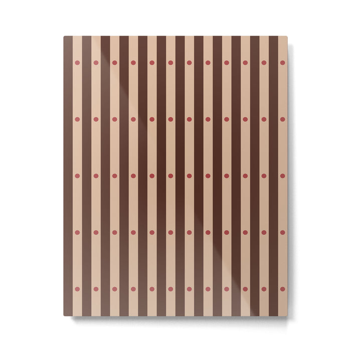 Stripes and Dots geometric pattern brown Metal Print Gallery Image 1