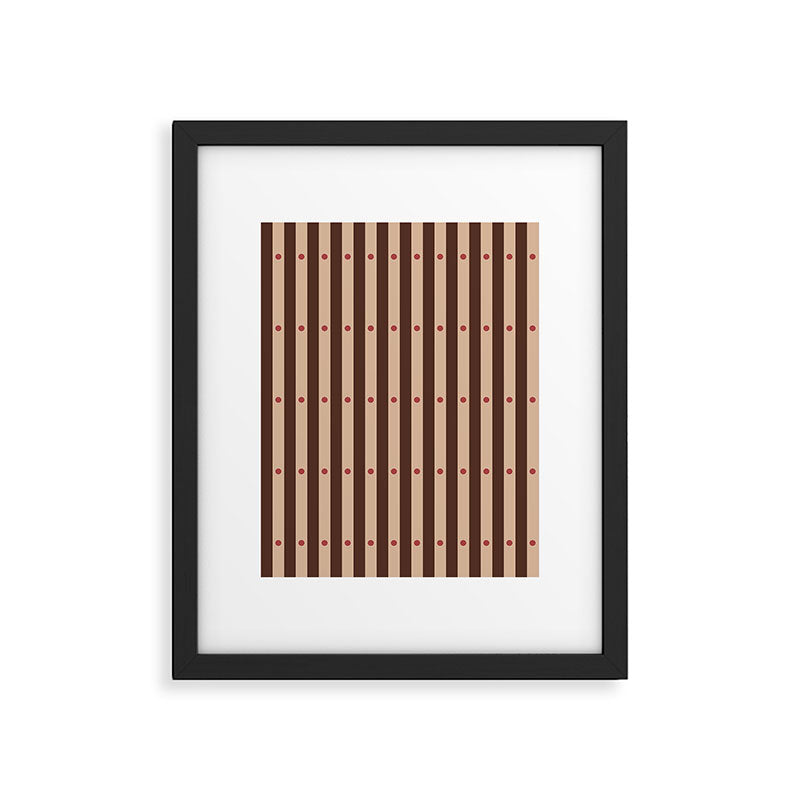 Stripes and Dots geometric pattern brown Framed Art Print Gallery Image 6
