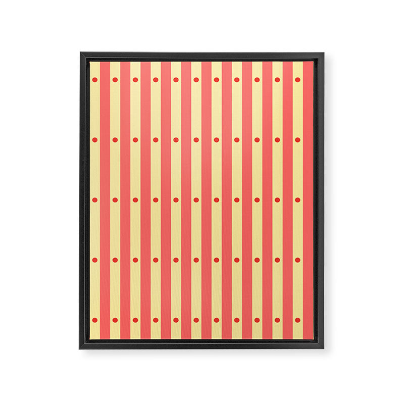 Stripes and Dots geometric pattern peach and yellow Framed Canvas Print Gallery Image 8