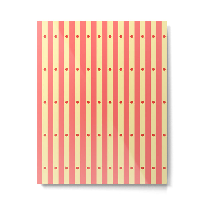 Stripes and Dots geometric pattern peach and yellow Metal Print Gallery Image 1