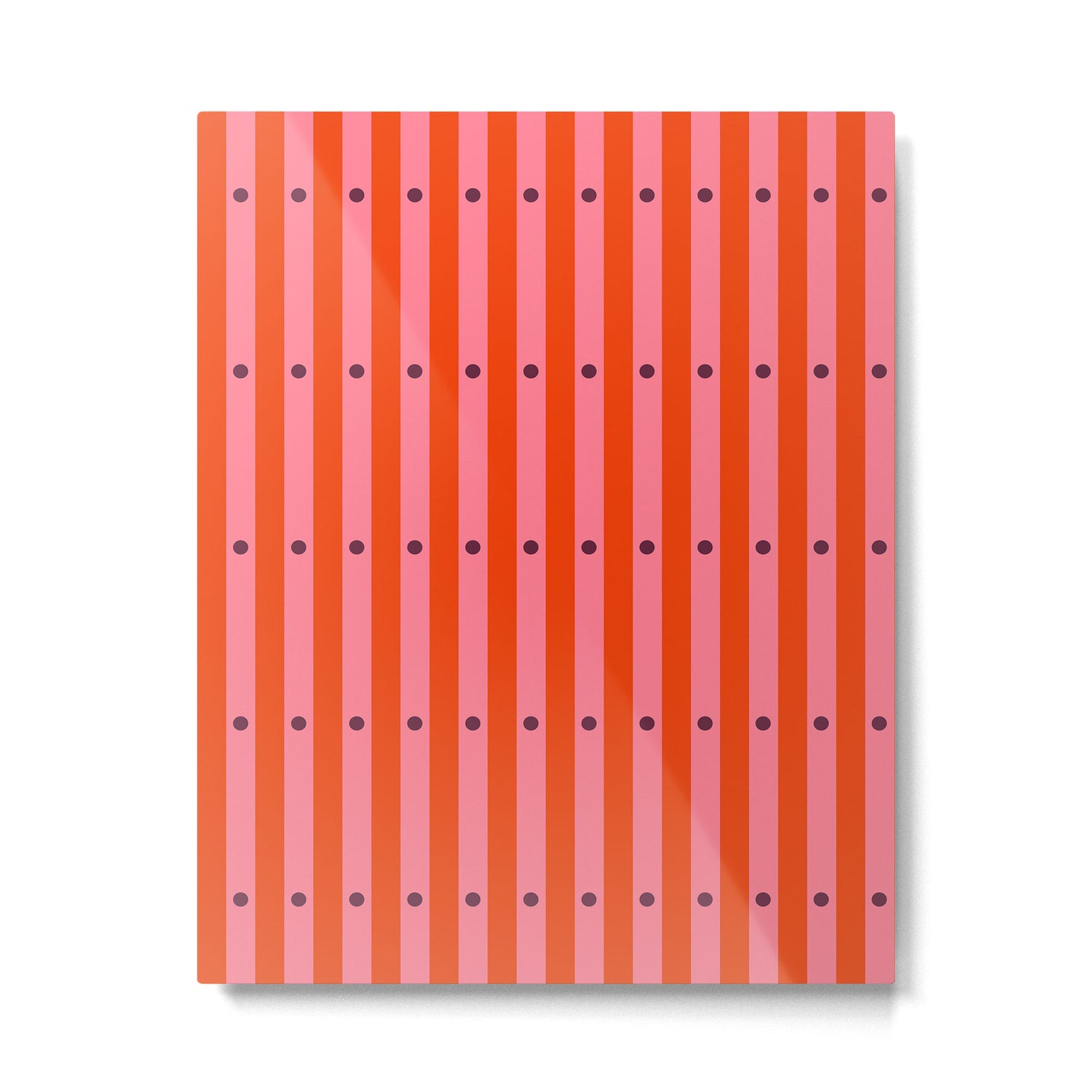 Stripes and Dots geometric pattern red and pink Metal Print Gallery Image 6
