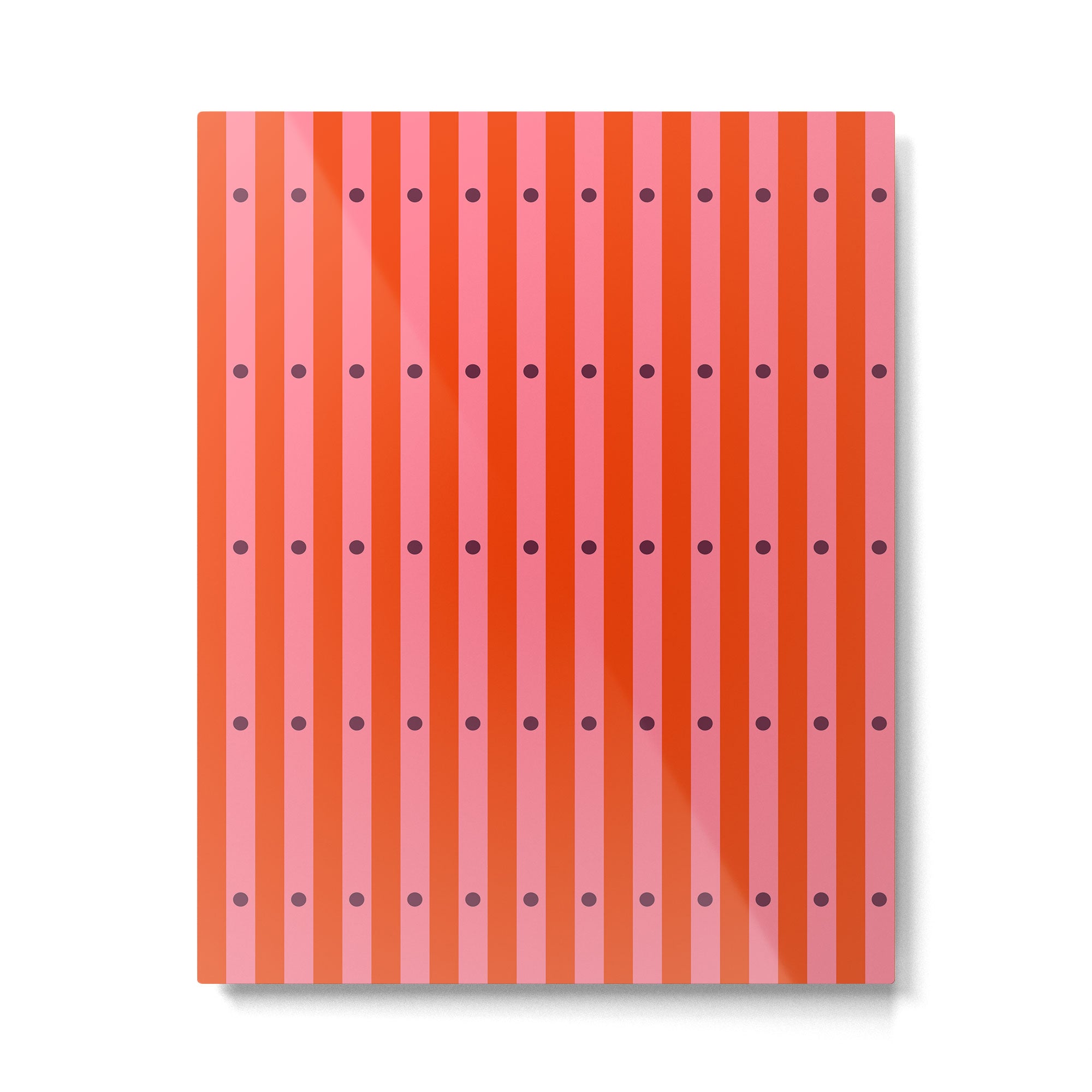Stripes and Dots geometric pattern red and pink Metal Print Gallery Image 6