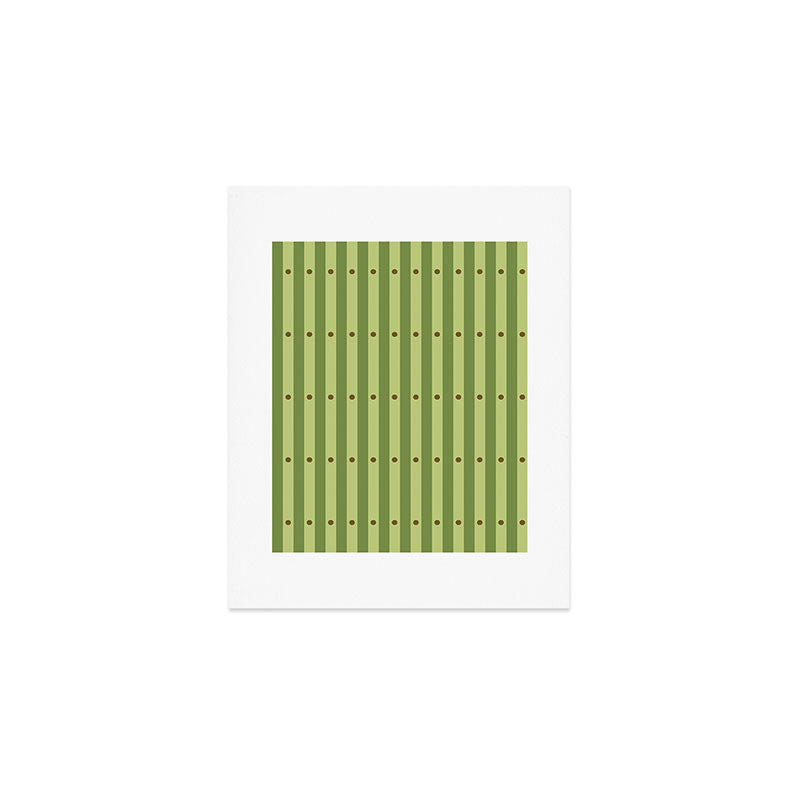 Stripes and Dots geometric pattern sage green Art Print Gallery Image 1