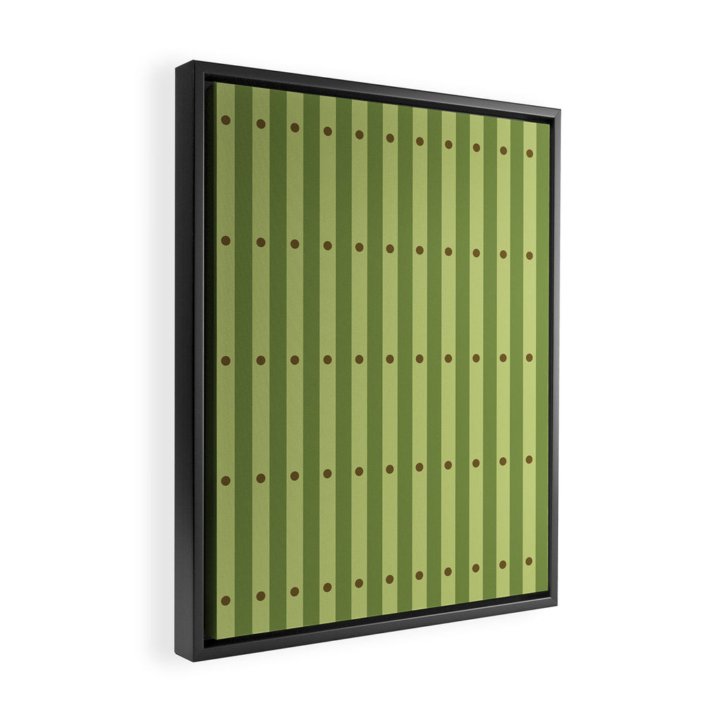 Stripes and Dots geometric pattern sage green Framed Canvas Print Gallery Image 2