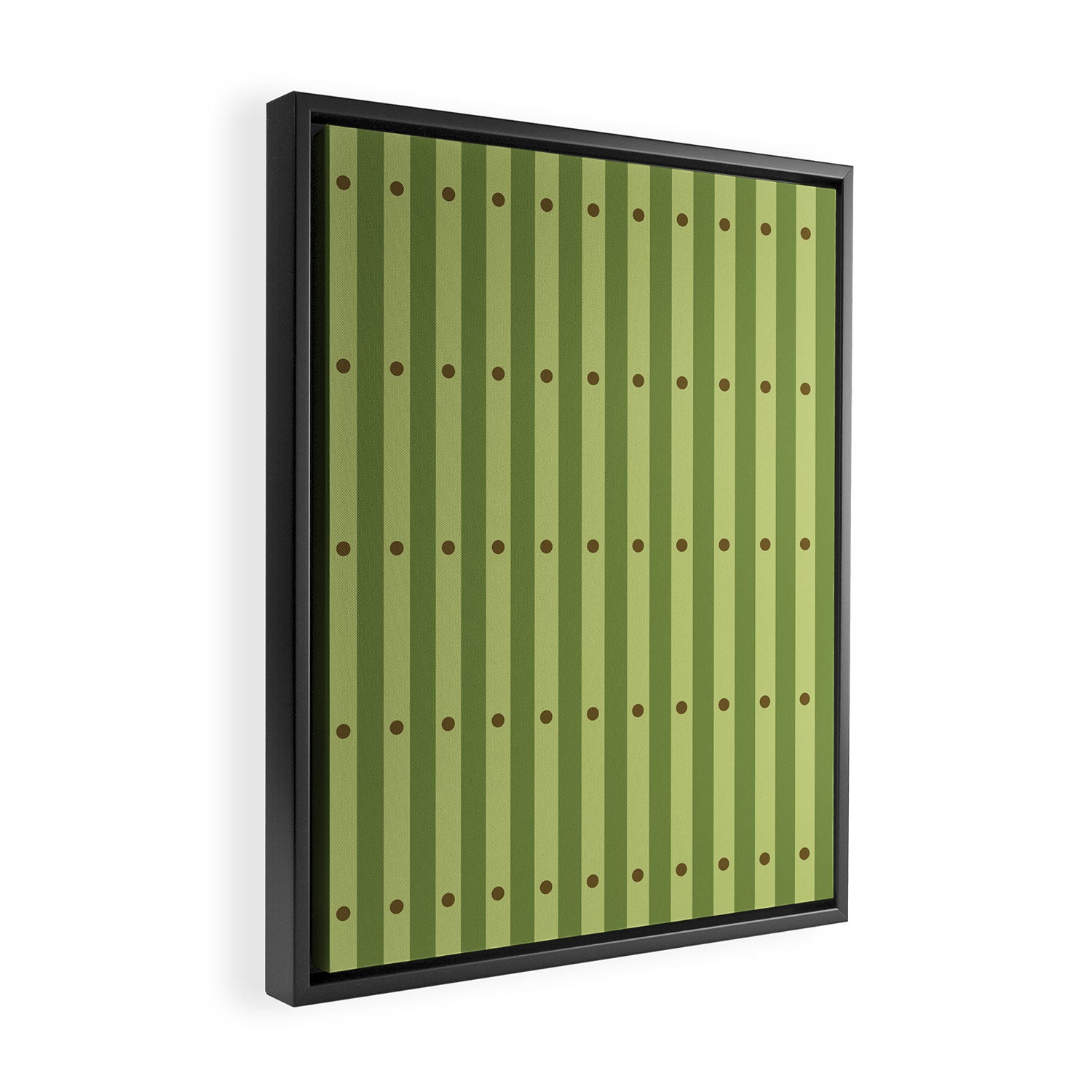 Stripes and Dots geometric pattern sage green Framed Canvas Print Gallery Image 2