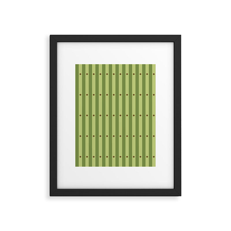 Stripes and Dots geometric pattern sage green Framed Art Print Gallery Image 6