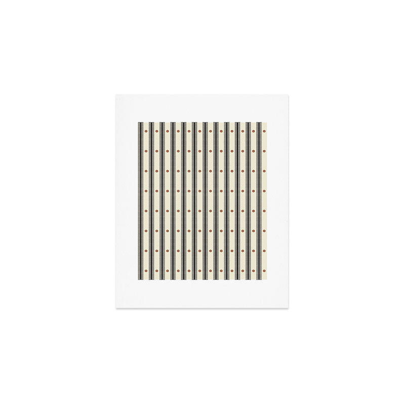 Stripes With Lines and Dots pattern black and white Art Print Gallery Image 1