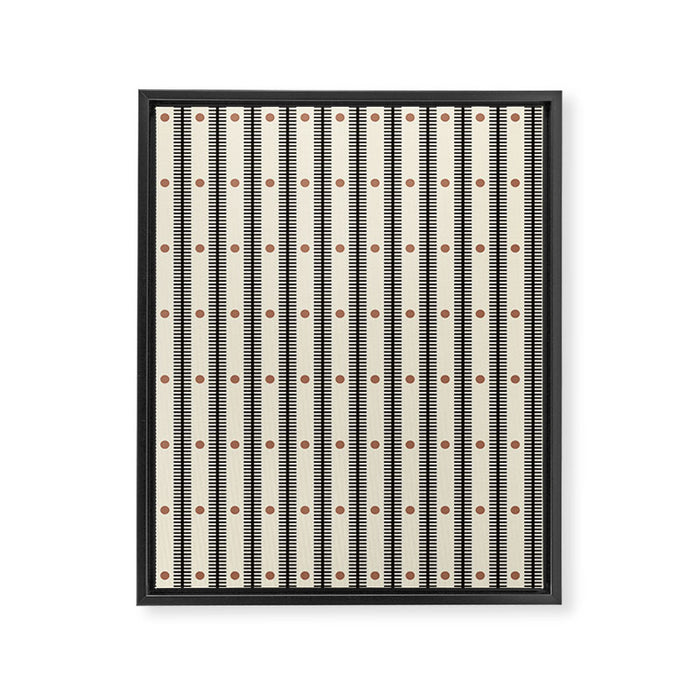 Stripes With Lines and Dots pattern black and white Framed Canvas Print Gallery Image 1