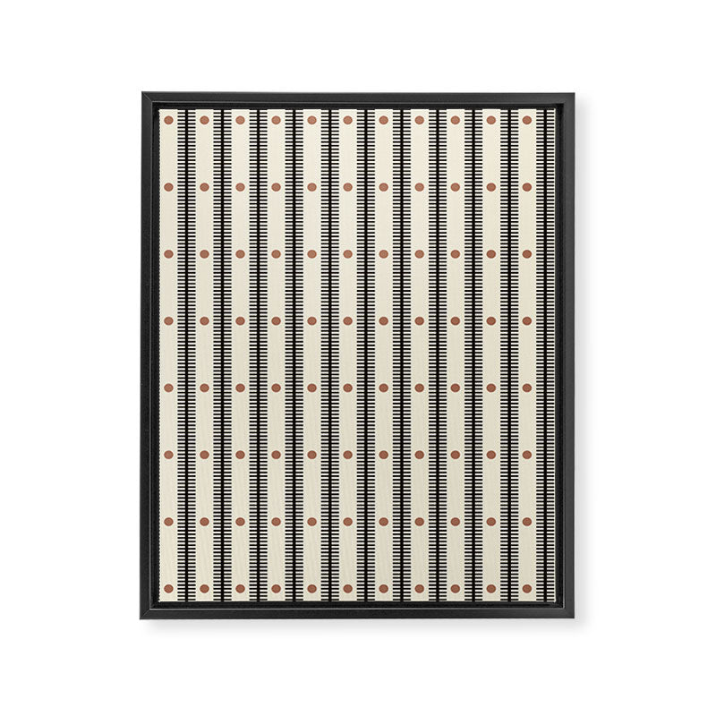 Stripes With Lines and Dots pattern black and white Framed Canvas Print Gallery Image 8