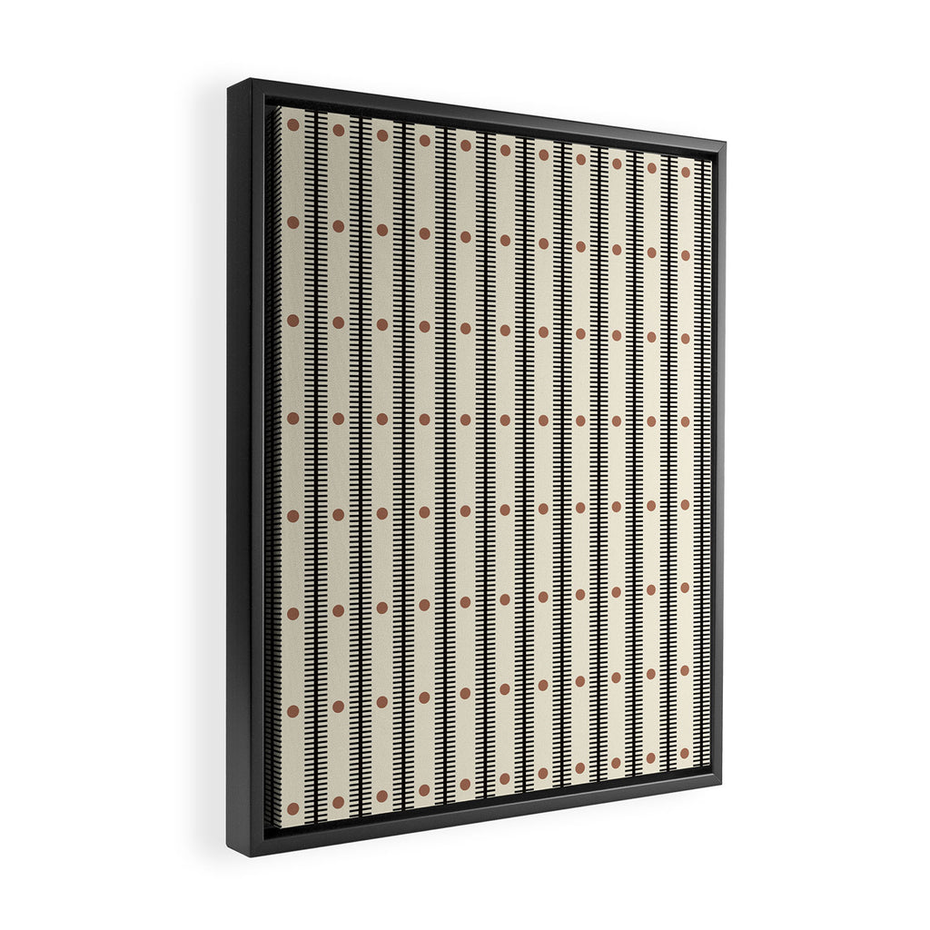 Stripes With Lines and Dots pattern black and white Framed Canvas Print Gallery Image 2