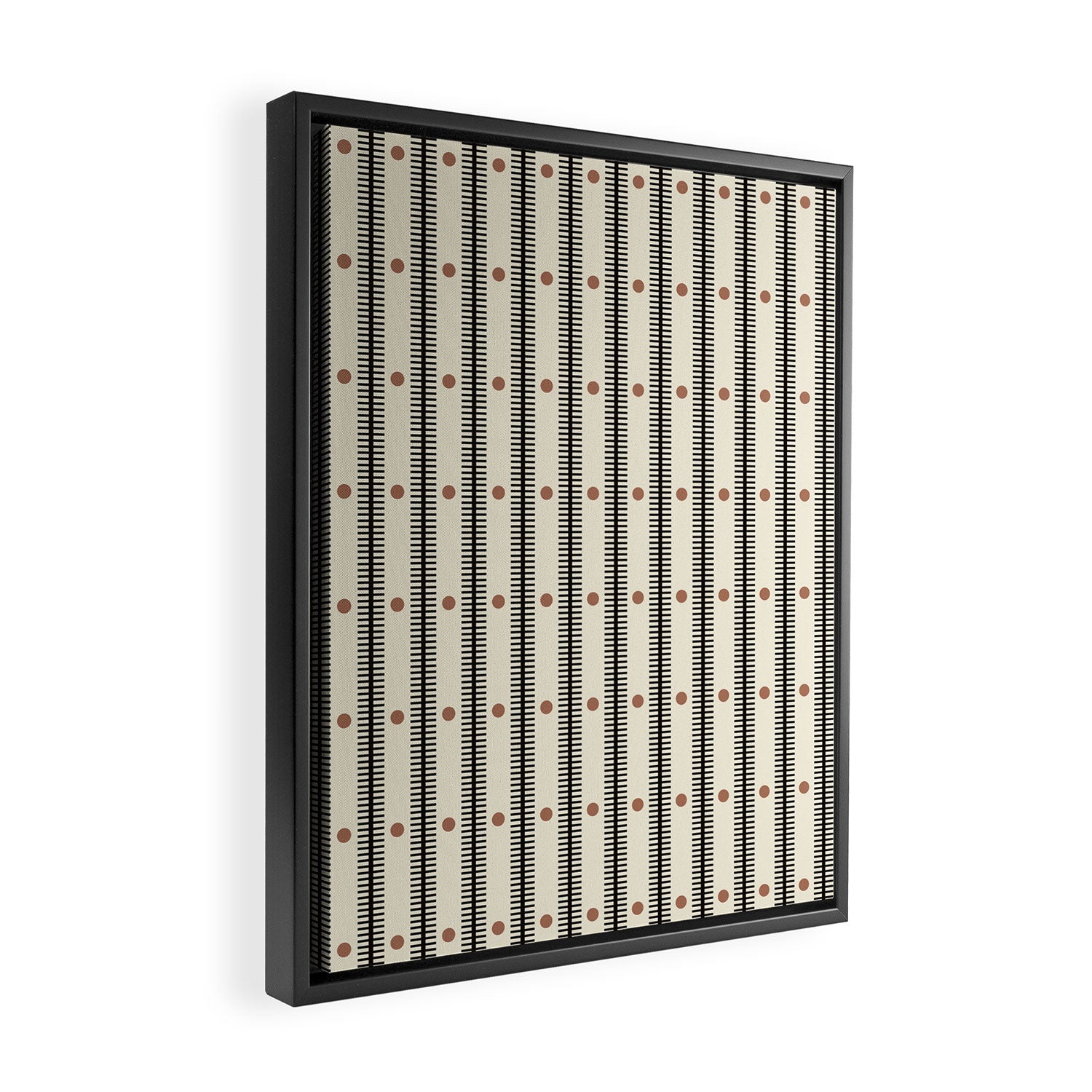 Stripes With Lines and Dots pattern black and white Framed Canvas Print Gallery Image 2