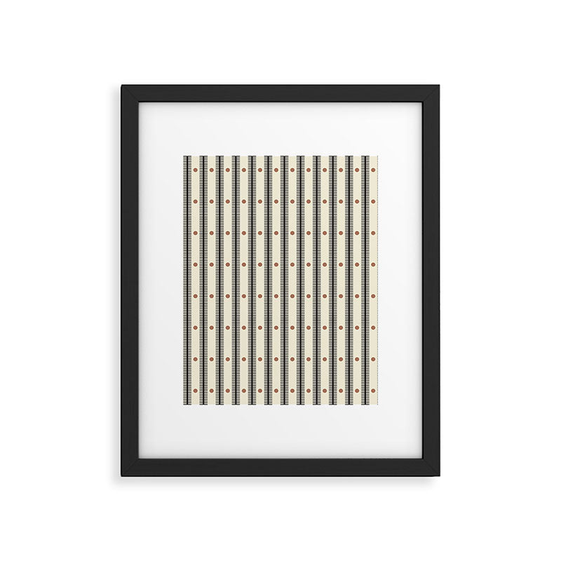 Stripes With Lines and Dots pattern black and white Framed Art Print Gallery Image 6