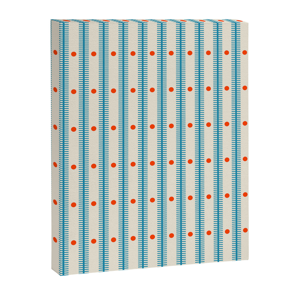 Stripes With Lines and Dots pattern blue and red  Canvas Print Gallery Image 8