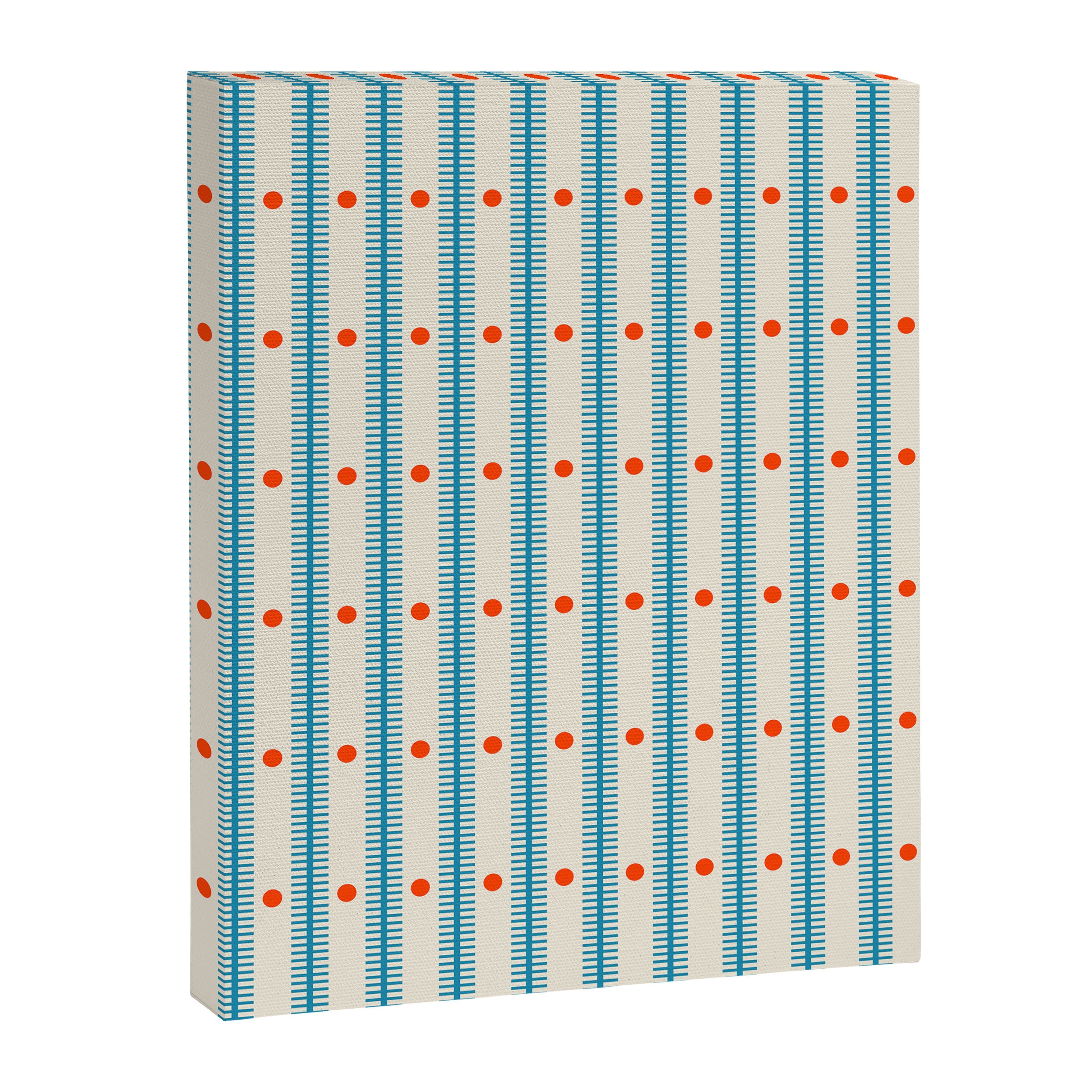 Stripes With Lines and Dots pattern blue and red  Canvas Print Gallery Image 8