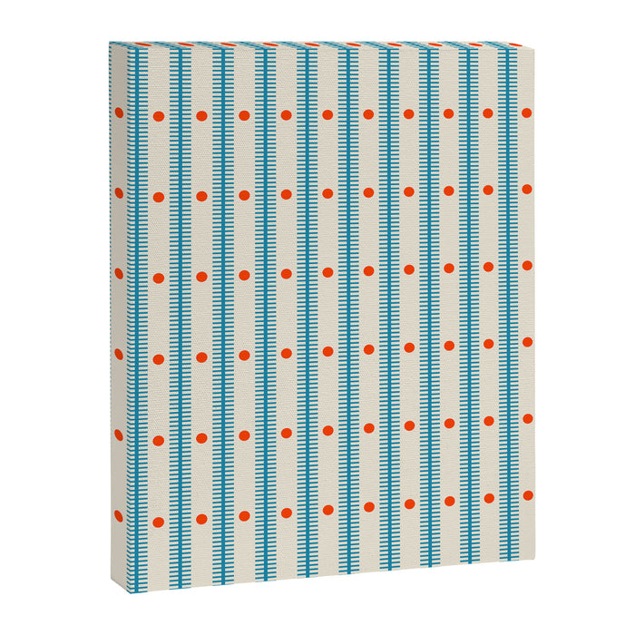 Stripes With Lines and Dots pattern blue and red  Canvas Print Gallery Image 1