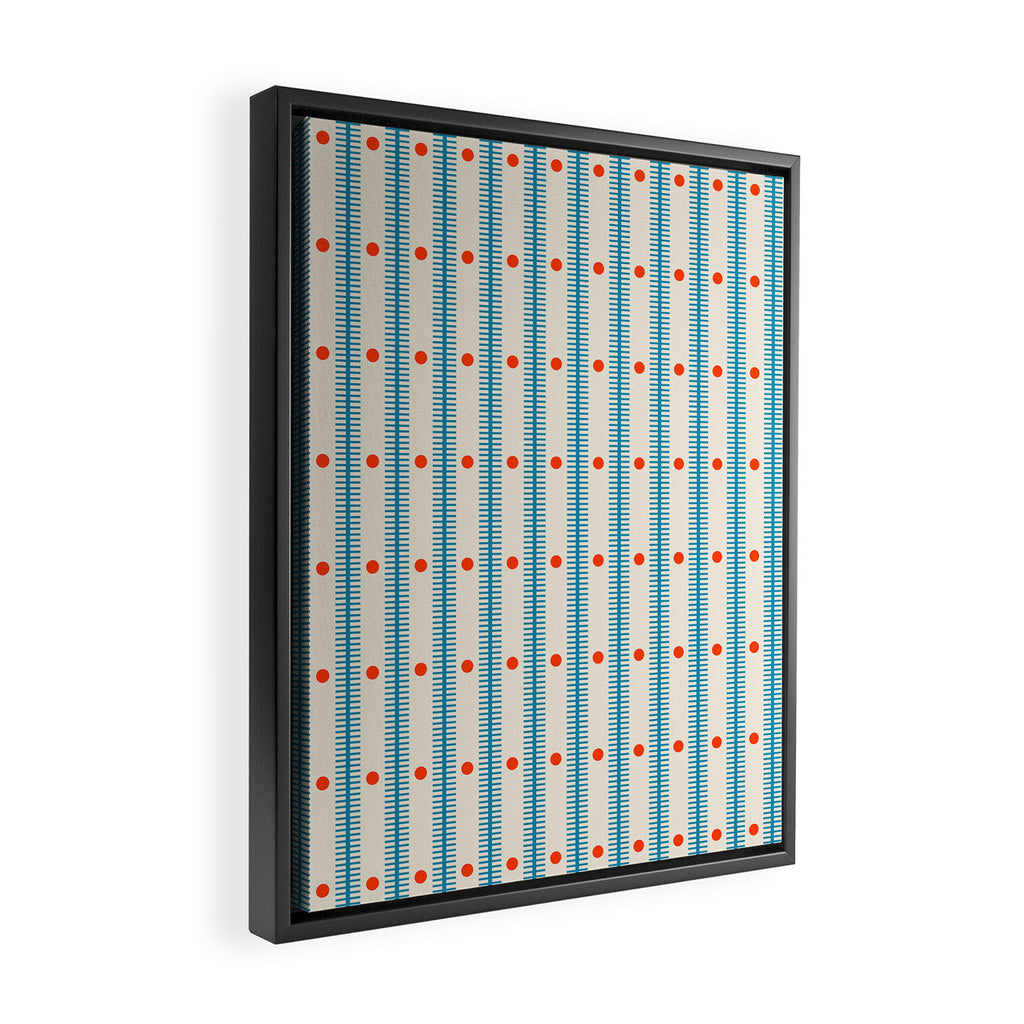 Stripes With Lines and Dots pattern blue and red  Framed Canvas Print Gallery Image 2
