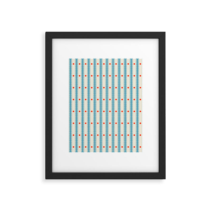 Stripes With Lines and Dots pattern blue and red  Framed Art Print Gallery Image 6