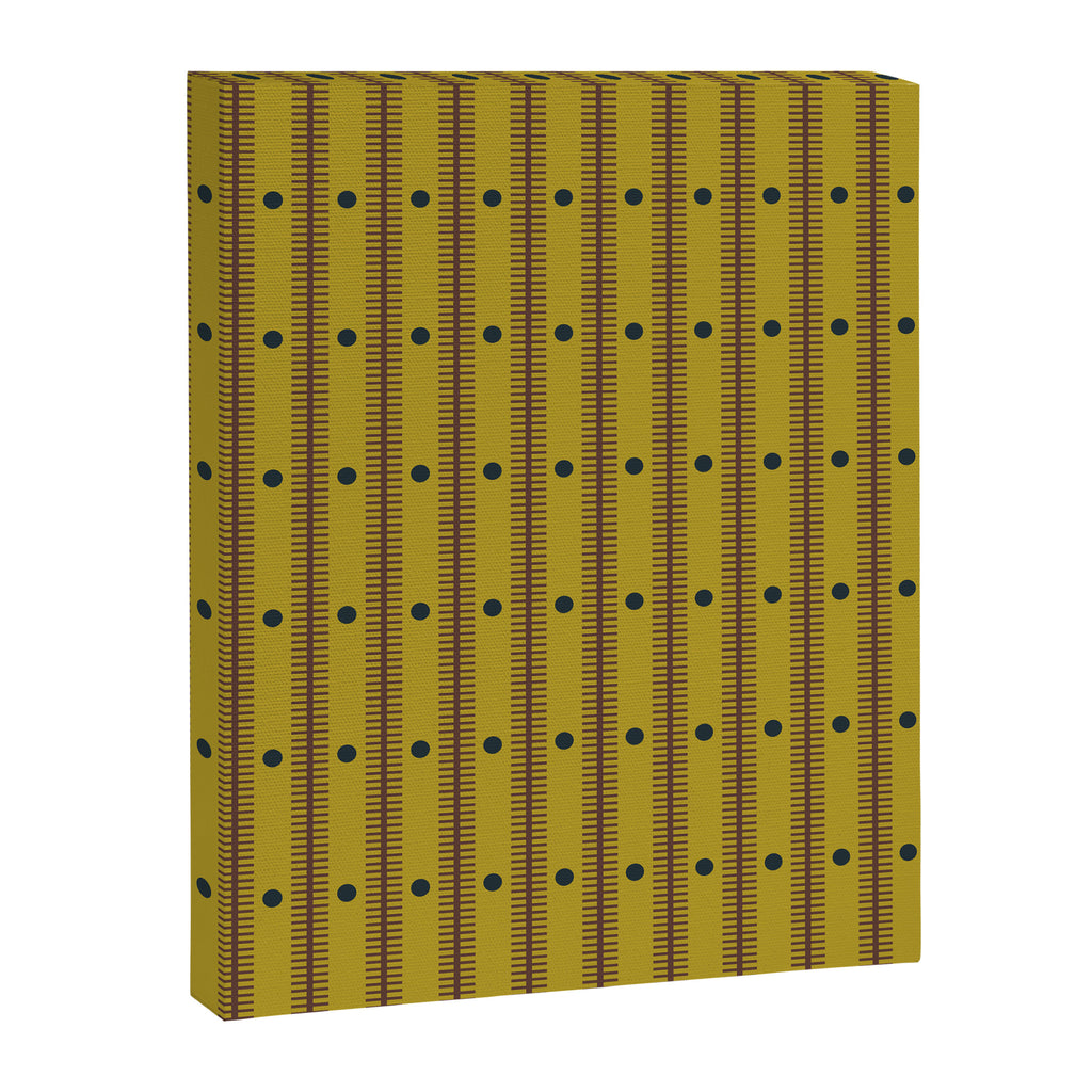 Stripes With Lines and Dots pattern olive and brown Canvas Print Gallery Image 8
