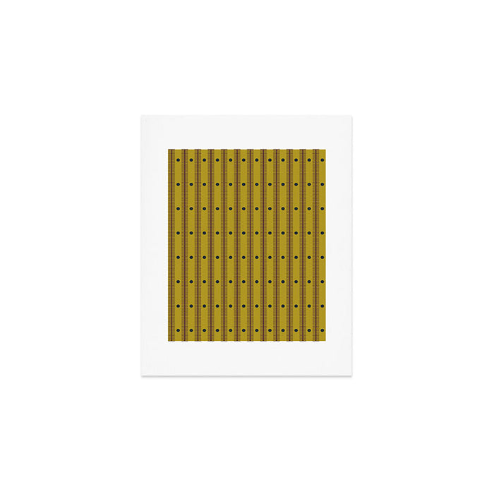 Stripes With Lines and Dots pattern olive and brown Art Print Gallery Image 1