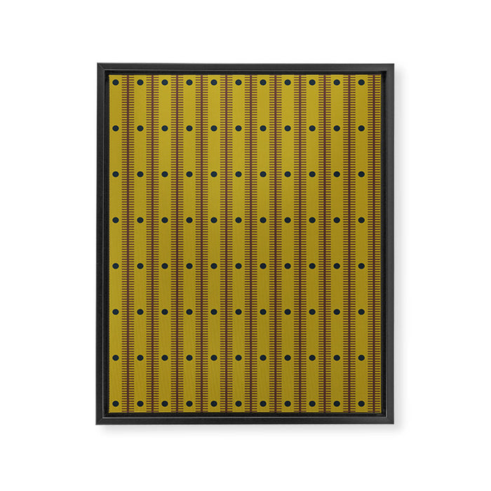 Stripes With Lines and Dots pattern olive and brown Framed Canvas Print Gallery Image 1