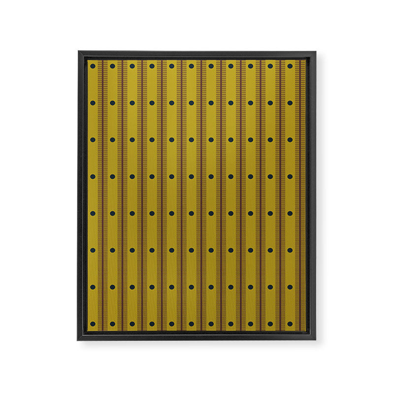 Stripes With Lines and Dots pattern olive and brown Framed Canvas Print Gallery Image 8