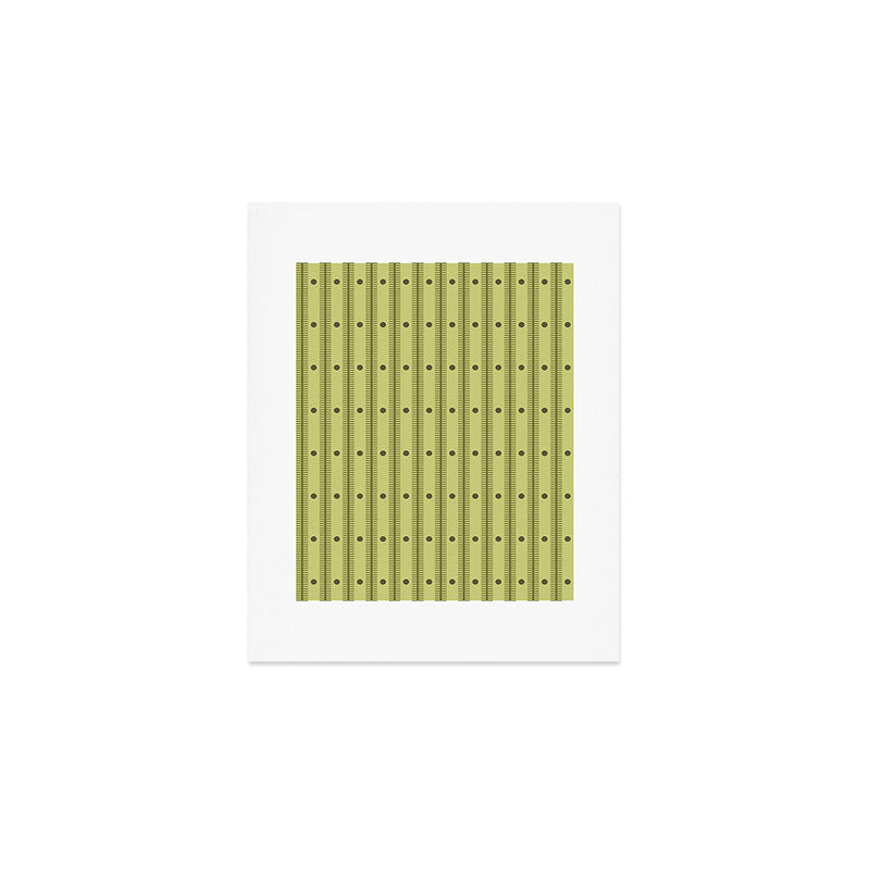 Stripes With Lines and Dots pattern sage and green Art Print Gallery Image 1