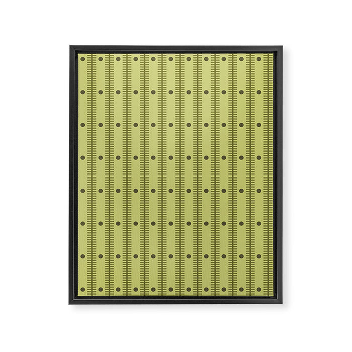 Stripes With Lines and Dots pattern sage and green Framed Canvas Print Gallery Image 1