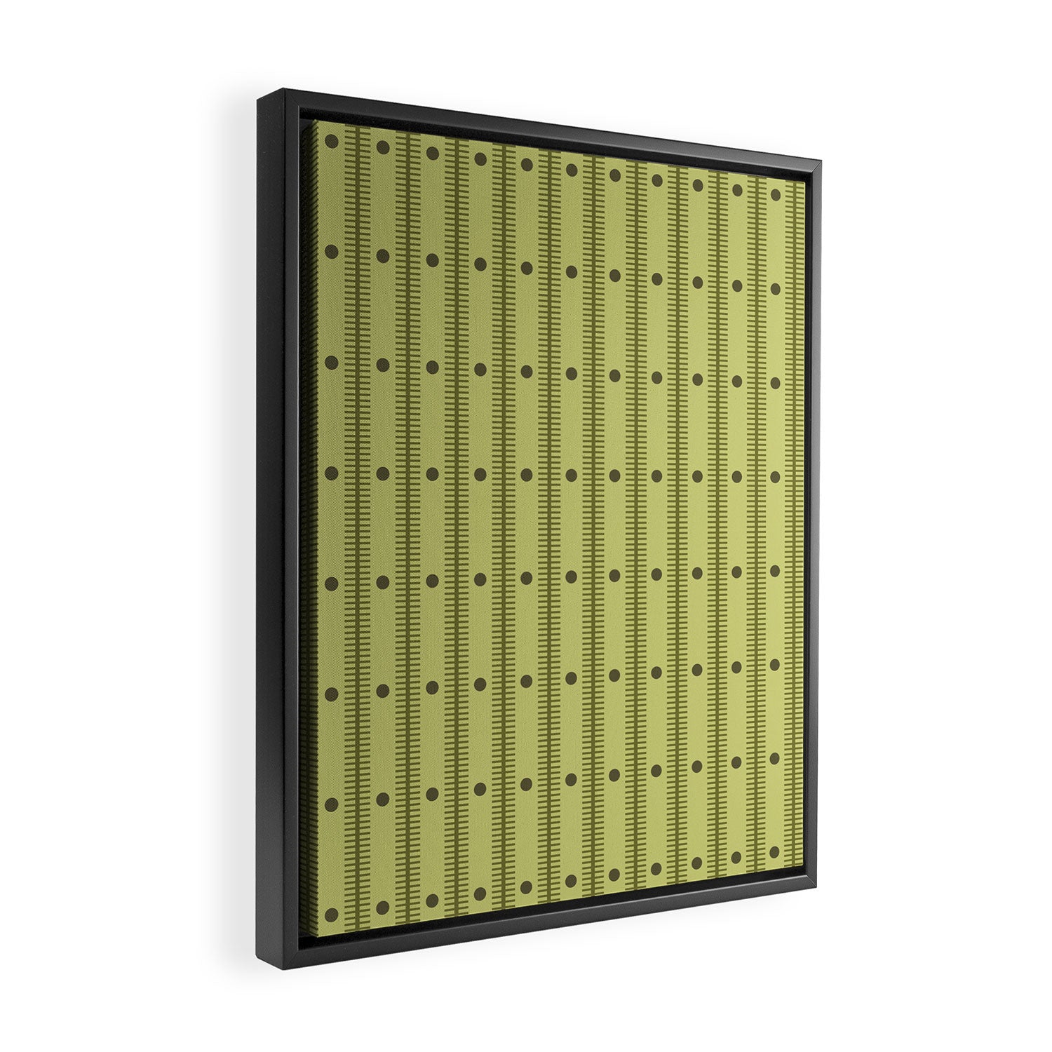 Stripes With Lines and Dots pattern sage and green Framed Canvas Print Gallery Image 2