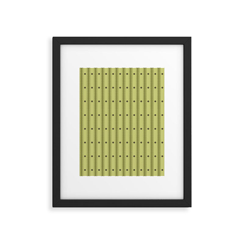 Stripes With Lines and Dots pattern sage and green Framed Art Print Gallery Image 6