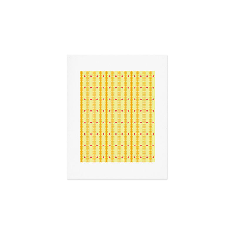 Stripes With Lines and Dots pattern yellow Art Print Gallery Image 1