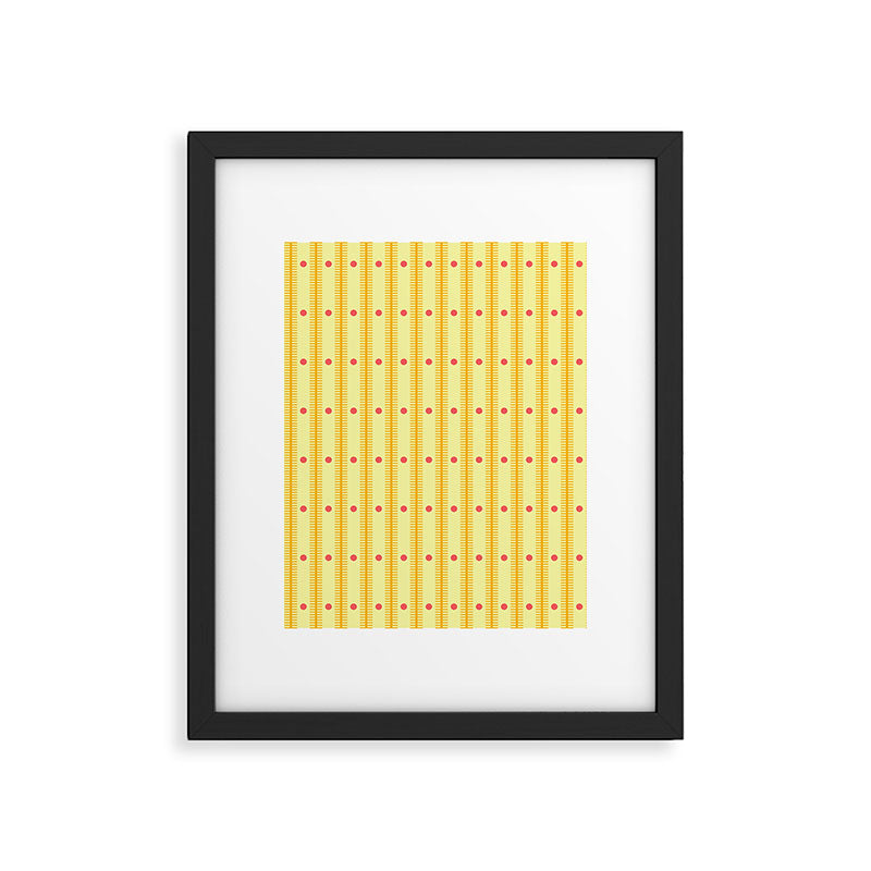 Stripes With Lines and Dots pattern yellow Framed Art Print Gallery Image 6