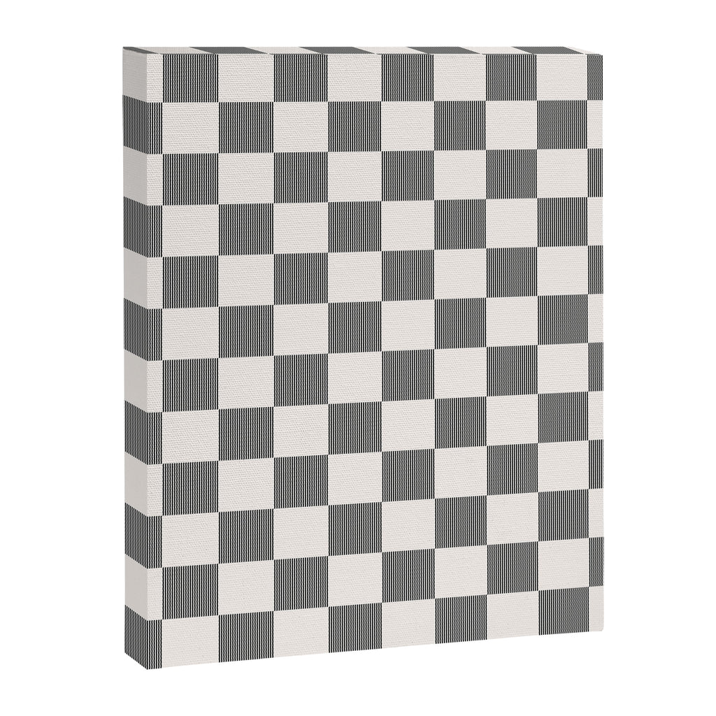 Textured Plaid pattern black and white  Canvas Print Gallery Image 8