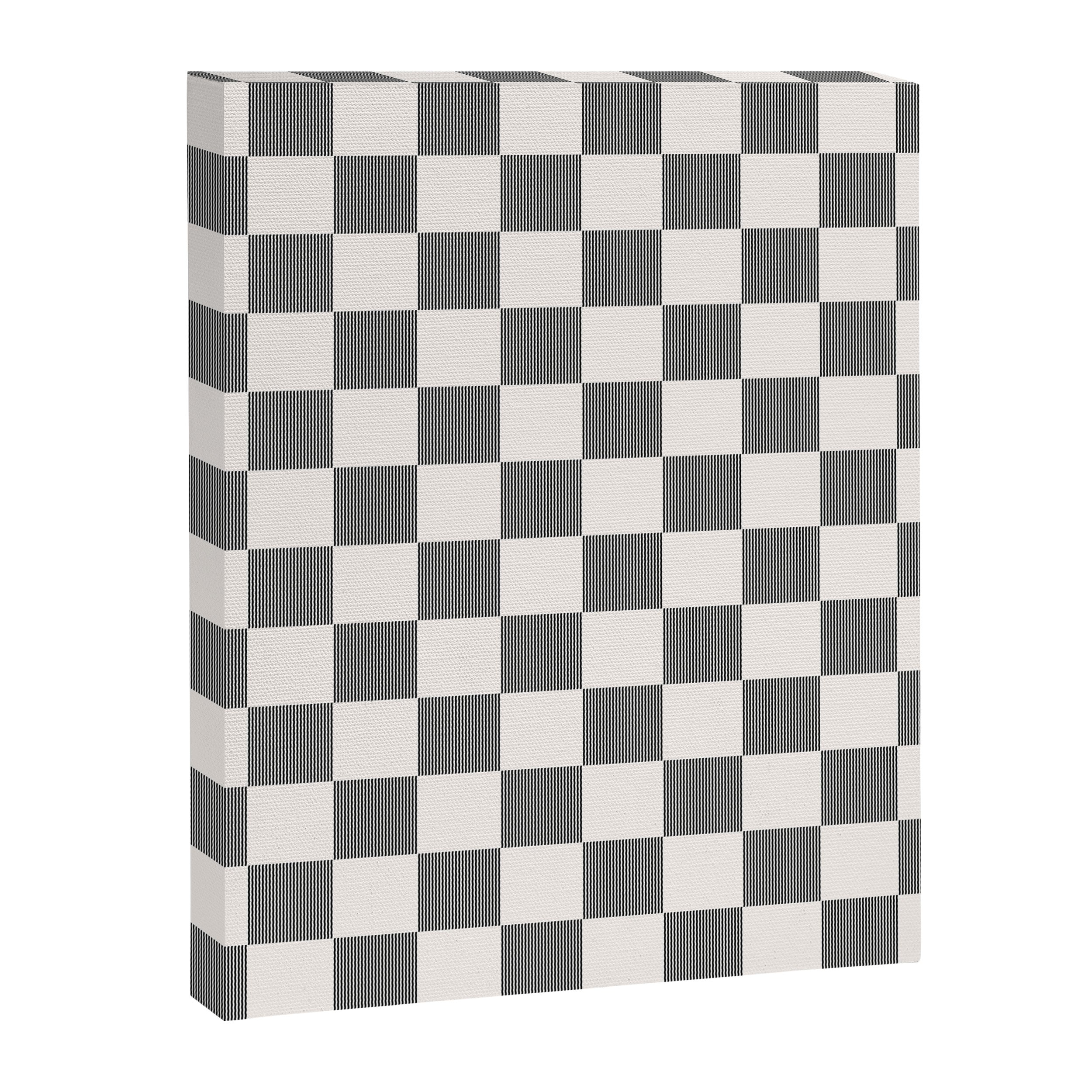 Textured Plaid pattern black and white  Canvas Print Gallery Image 8