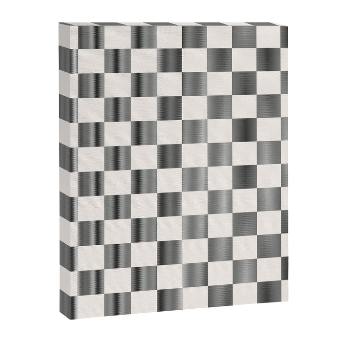 Textured Plaid pattern black and white  Canvas Print Gallery Image 1