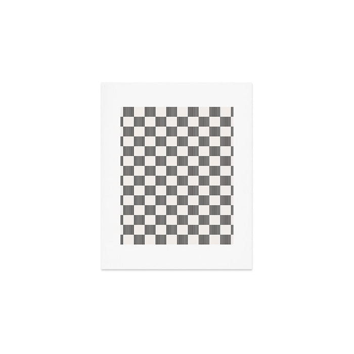 Textured Plaid pattern black and white  Art Print Gallery Image 1