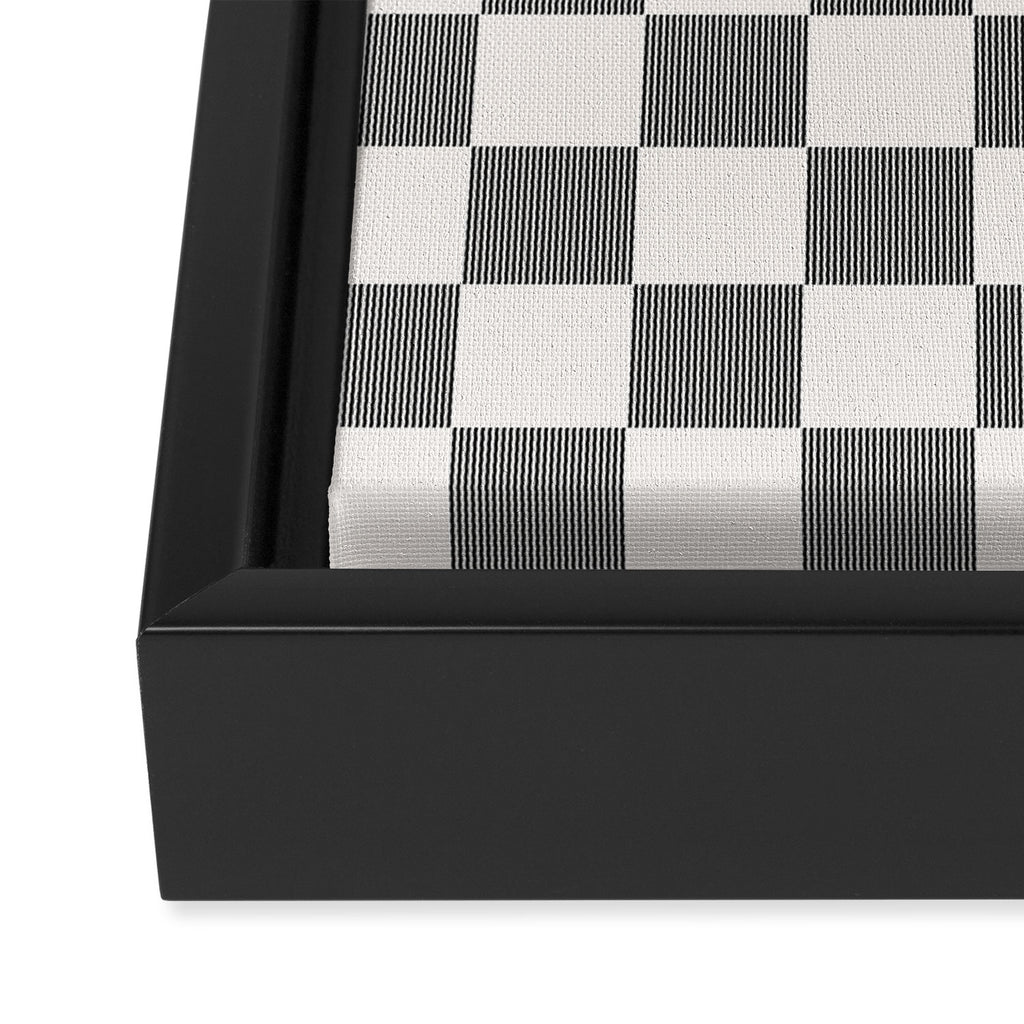 Textured Plaid pattern black and white  Framed Canvas Print Gallery Image 3