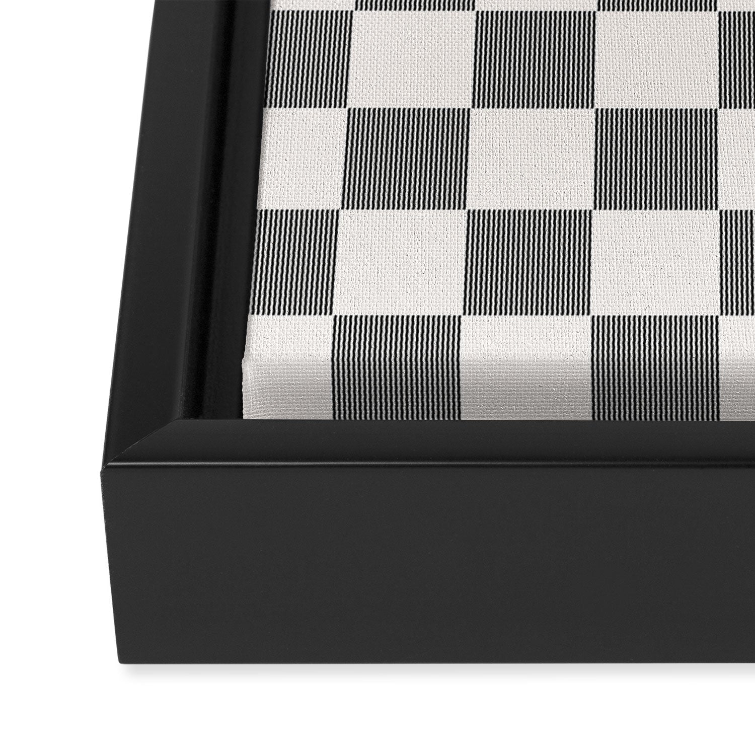 Textured Plaid pattern black and white  Framed Canvas Print Gallery Image 3