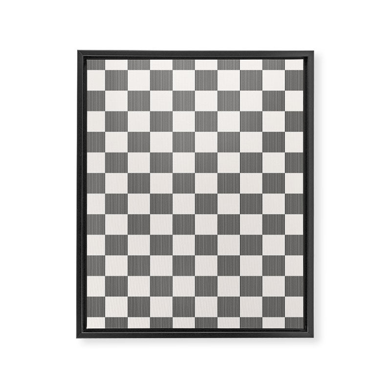 Textured Plaid pattern black and white  Framed Canvas Print Gallery Image 8