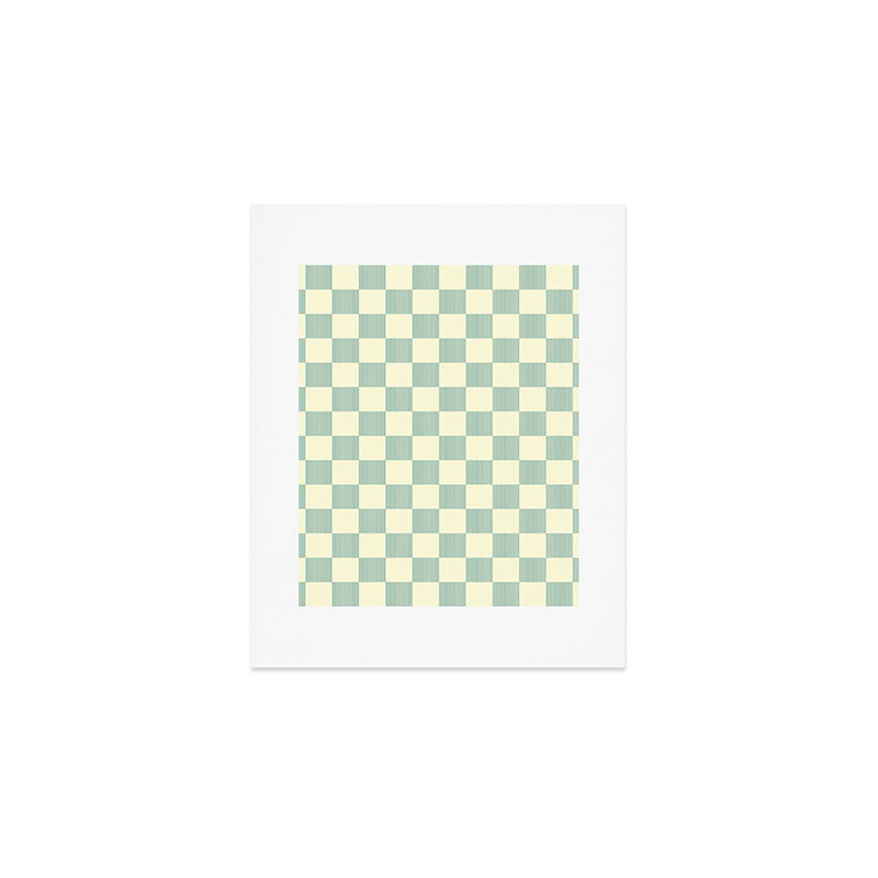 Textured Plaid pattern blue and white Art Print Gallery Image 1