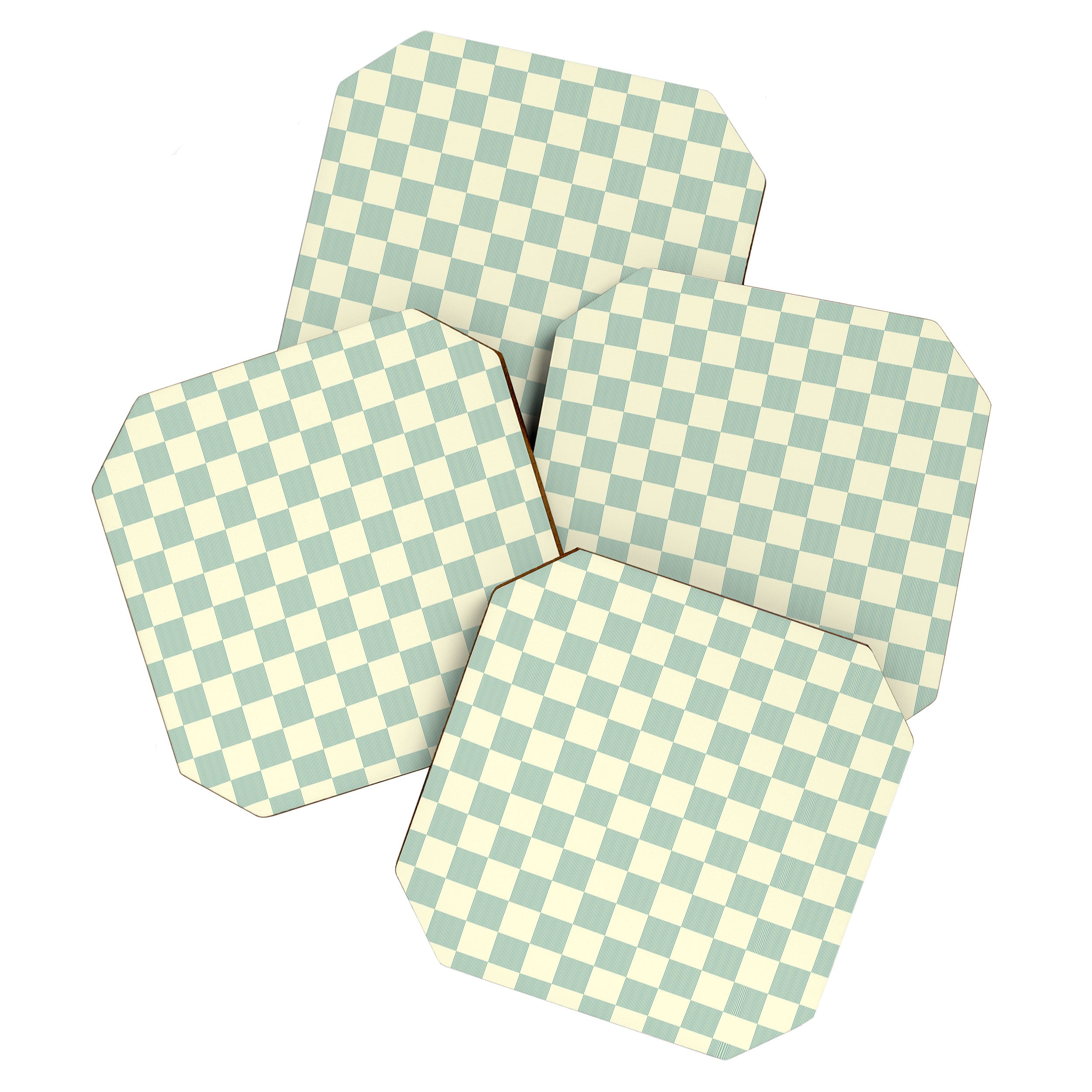 Textured Plaid pattern blue and white Coaster Gallery Image 1
