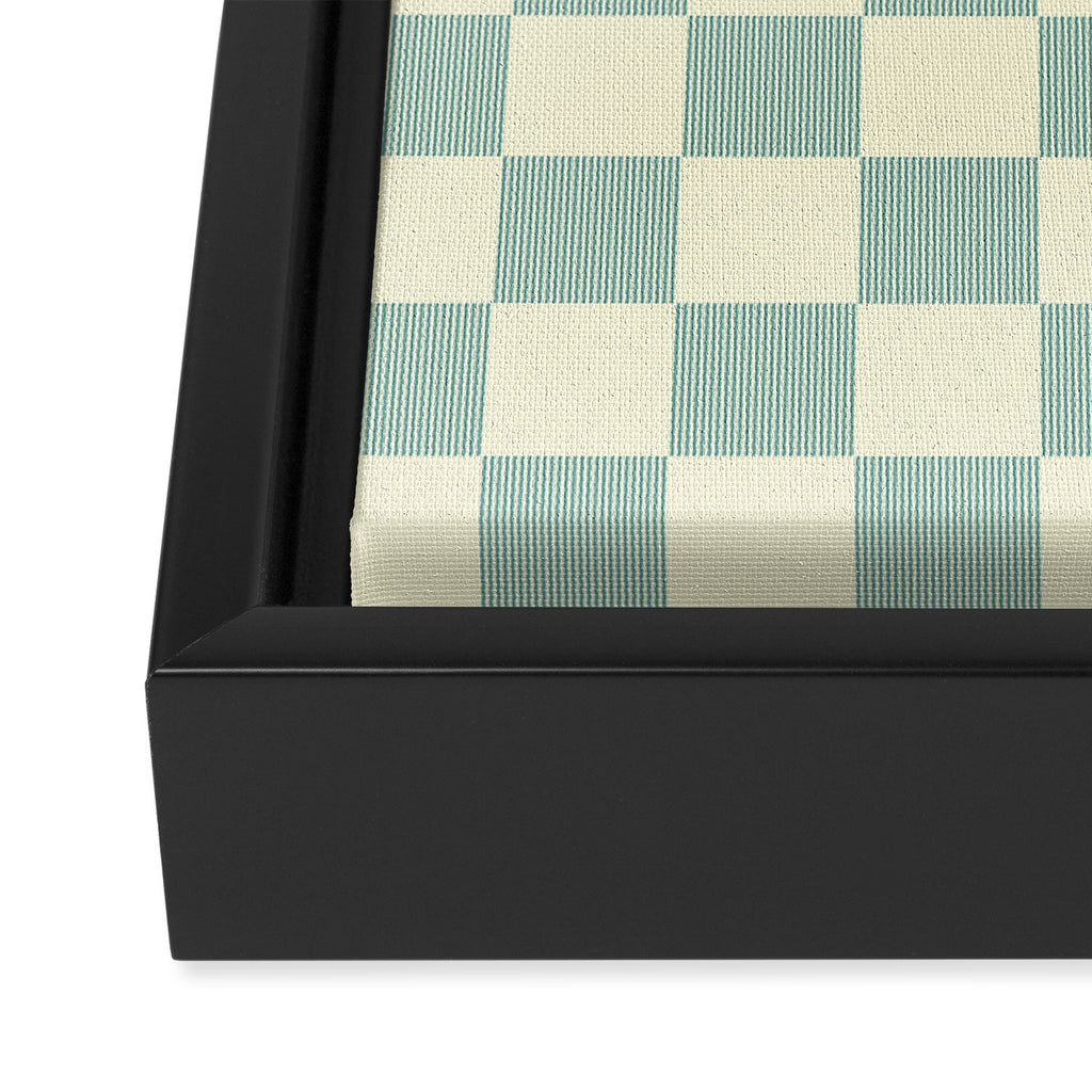 Textured Plaid pattern blue and white Framed Canvas Print Gallery Image 3