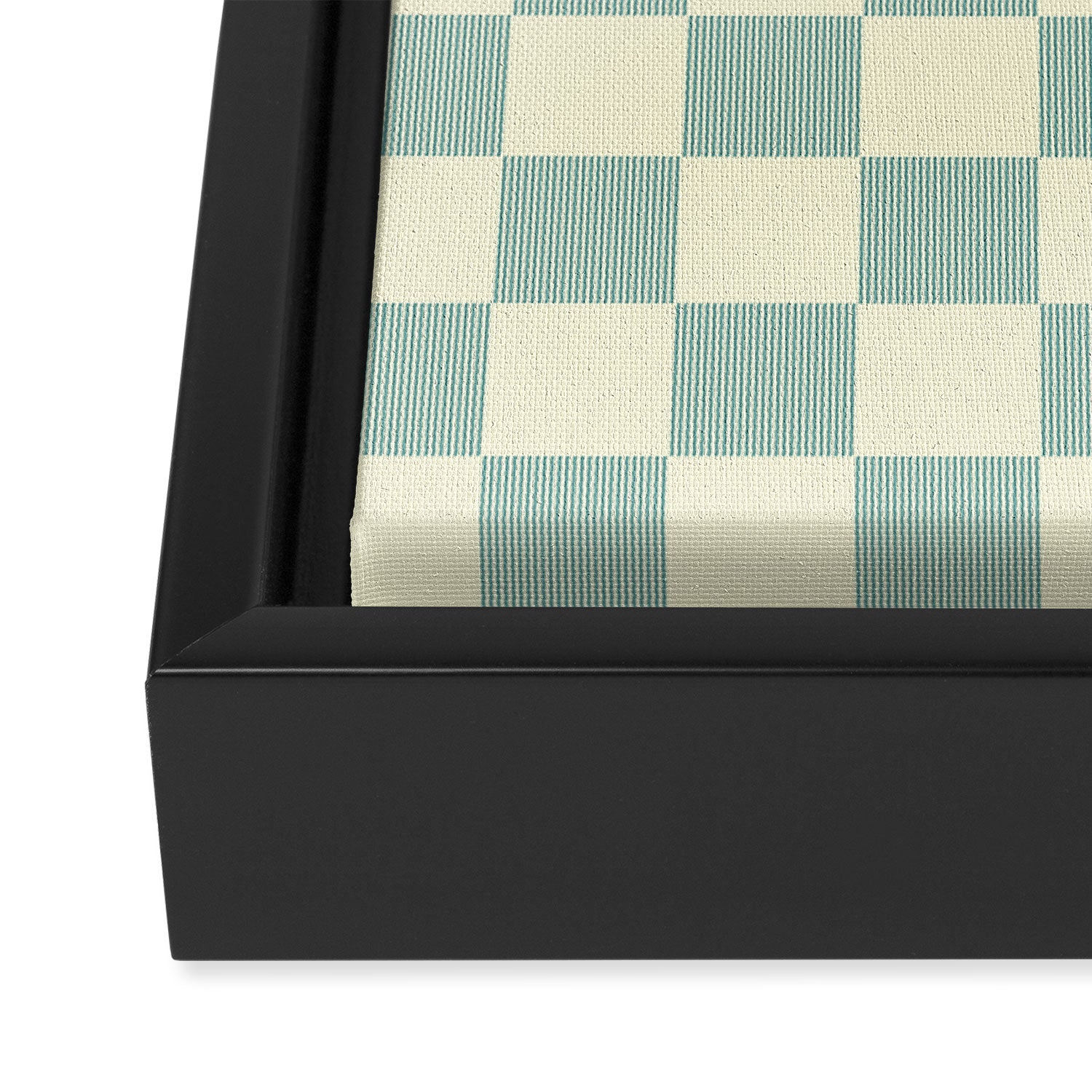 Textured Plaid pattern blue and white Framed Canvas Print Gallery Image 3
