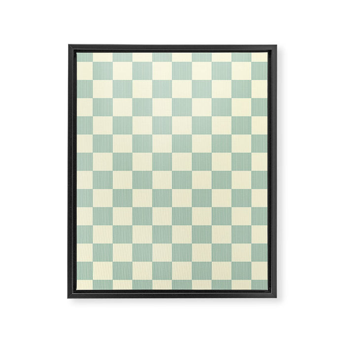 Textured Plaid pattern blue and white Framed Canvas Print Gallery Image 1