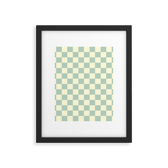 Textured Plaid pattern blue and white Framed Art Print Gallery Image 1