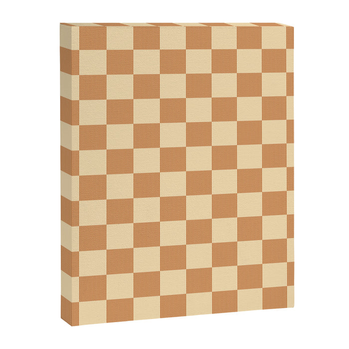 Textured Plaid pattern brown and cream Canvas Print Gallery Image 1